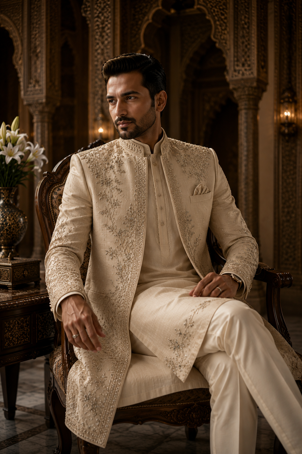 Skin Hand Worked Sherwani