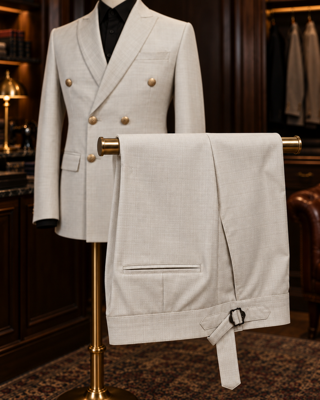 Ivory Double-Breasted Two-Piece Suit