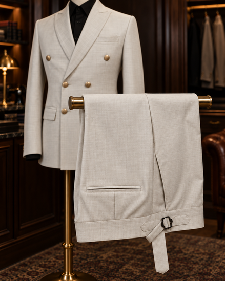 Ivory Double-Breasted Two-Piece Suit