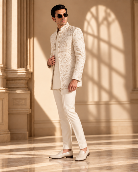 White Embroidered Prince Coat
