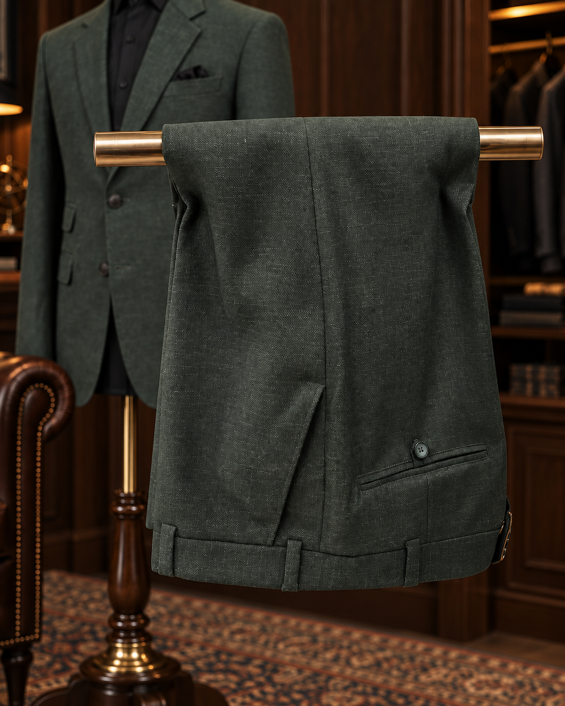 Forest Green Textured Two-Piece Suit