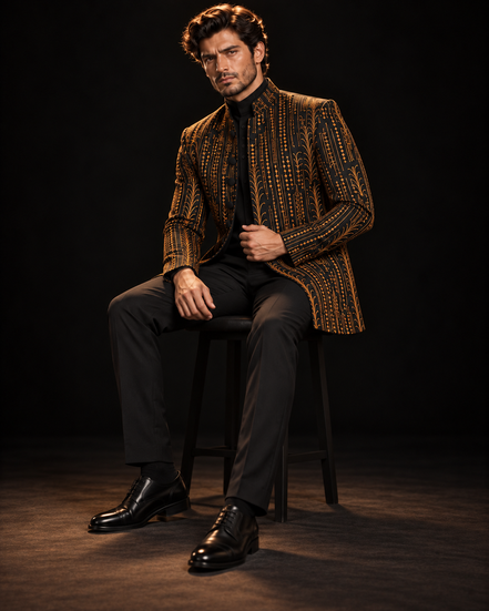 Nero Aureo Embroidered Prince Coat