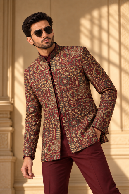 Burgundy Tapestry Prince Coat